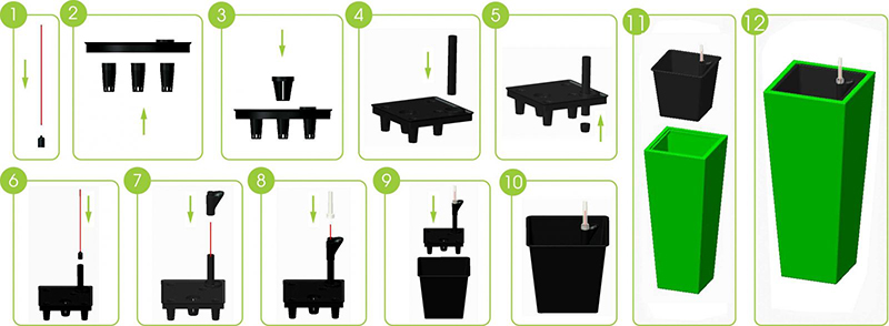 Chậu composite trụ vuông bo đáy